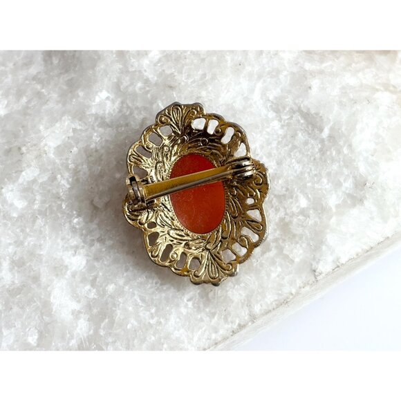 Faux Cameo Victorian Style Profiled Lady Oval Costume Jewelry Brooch | Lapel Pin - Picture 3 of 10